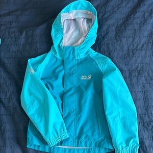 Jack Wolfskin Kids Teal Hooded Raincoat